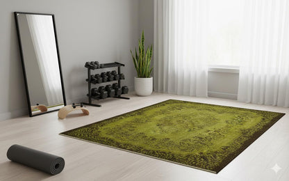 Vintage Turkish Wool Rug (5'8''x9' ft): Handmade Anatolian Persian Design