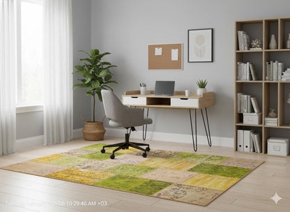Handmade Patchwork Wool Turkish Rug: Bohemian Area Rug (5.6x7.9 ft)