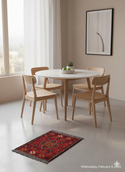 Small Handmade Afghan Wool Rug: Tribal Boho Decor (42x59 cm)