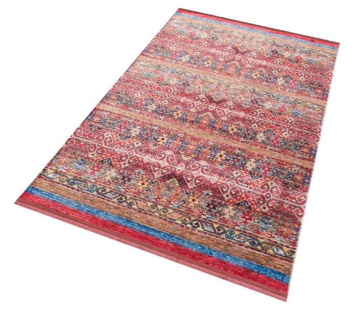 Red Turkish Style Area Rug: Red Vintage washable carpet