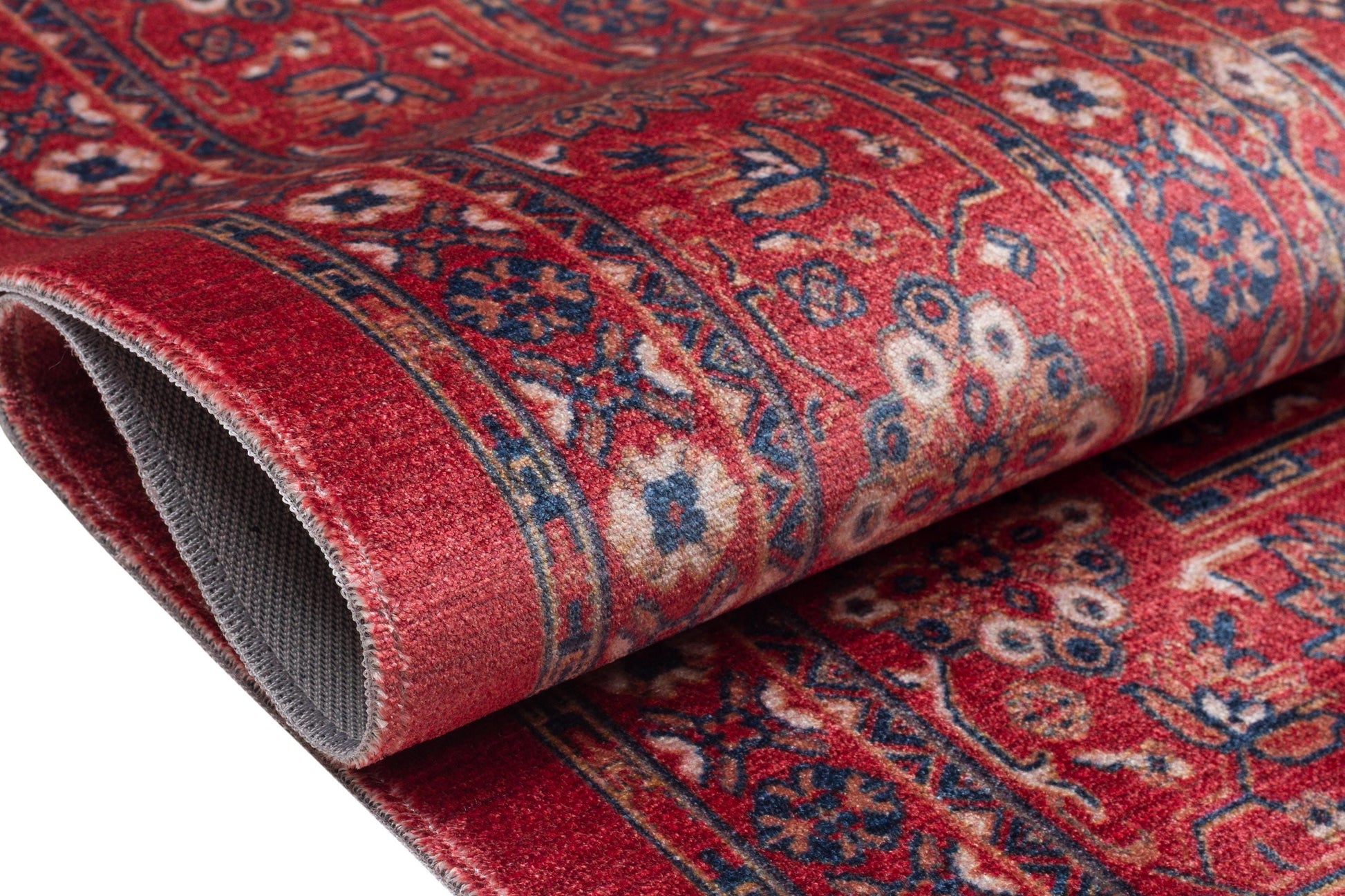 Red Vintage Oriental Afghan Rug: Washable Red Carpet with Tassels