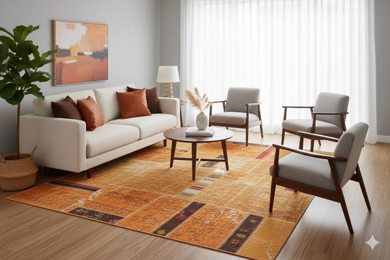 Handmade Wool Patchwork Rug: Bohemian Turkish Area Rug (5.2x7.5 ft)