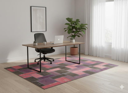 Handmade Wool Patchwork Turkish Rug - 5.6x7.7 ft - Bohemian Area Rug
