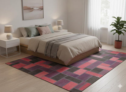 Handmade Wool Patchwork Turkish Rug - 5.6x7.7 ft - Bohemian Area Rug