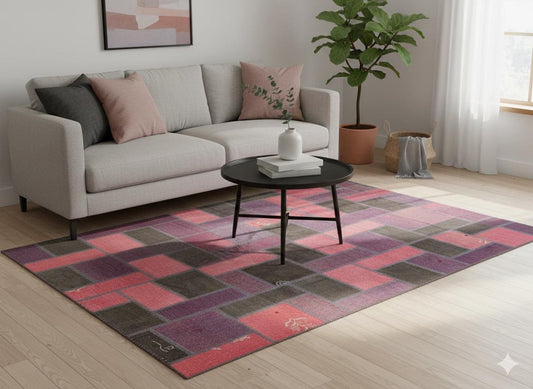 Handmade Wool Patchwork Turkish Rug - 5.6x7.7 ft - Bohemian Area Rug