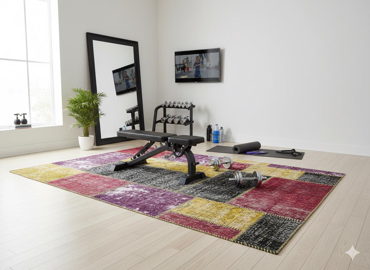 Handmade Wool Patchwork Turkish Rug: Bohemian Area Rug (5.6x7.9 ft)