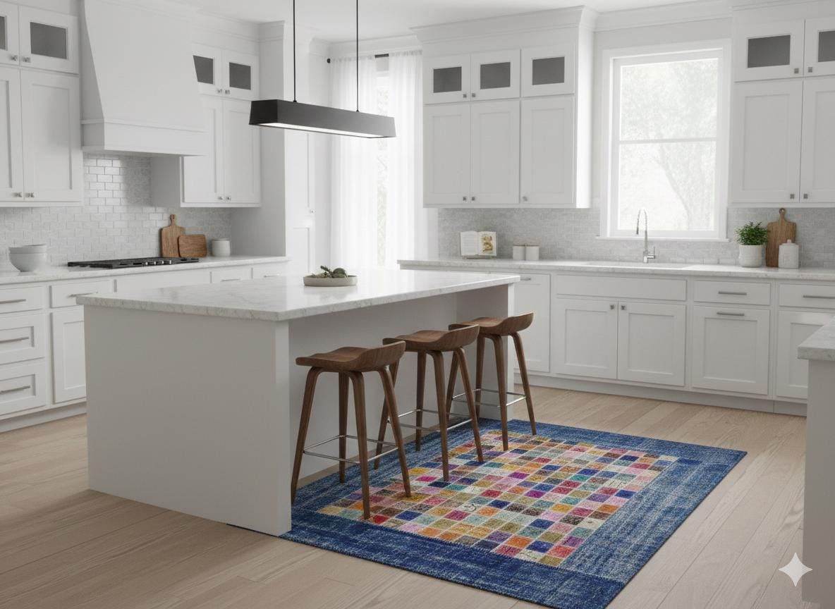 Handmade Patchwork Turkish Rug: 5'x8' Bohemian Wool Area Rug