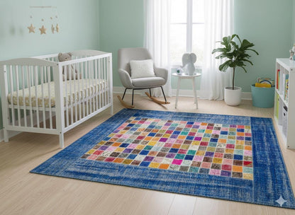 Handmade Patchwork Turkish Rug: 5'x8' Bohemian Wool Area Rug