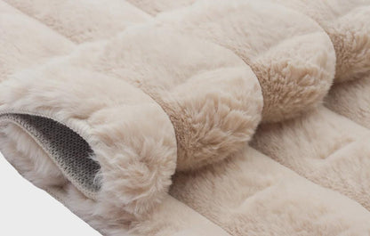 Beige Soft Fur Rug: Soft Washable Plush Carpet