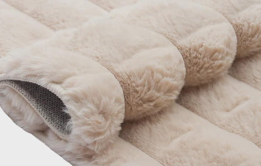 Beige Soft Fur Rug: Soft Washable Plush Carpet