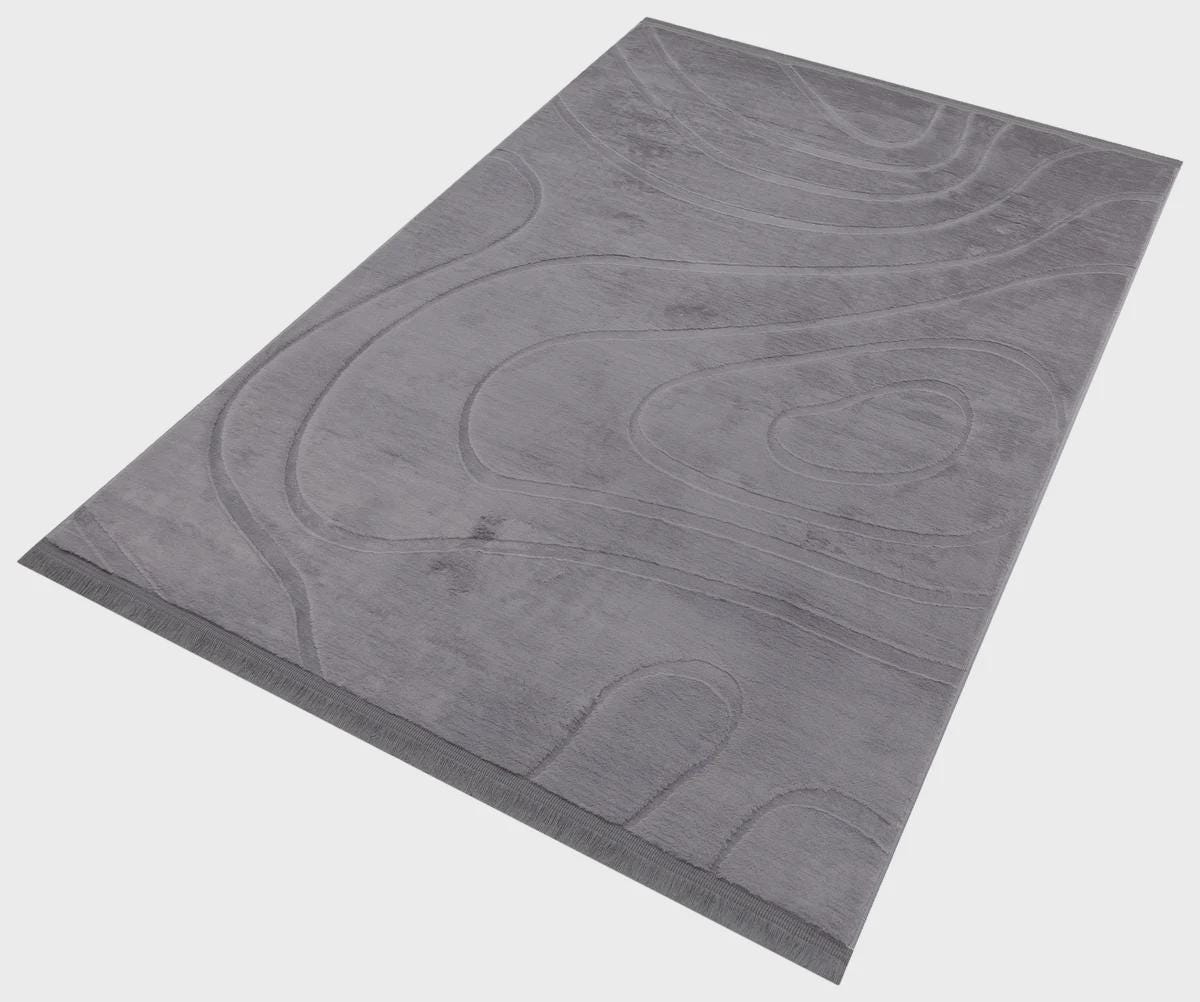 Gray Soft Fur Rug: Soft Washable Plush Carpet