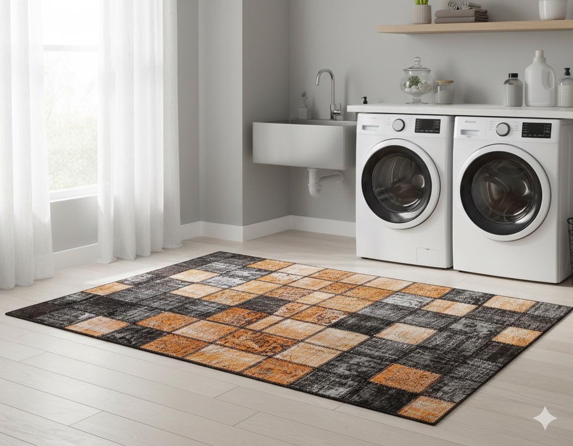 Handmade Patchwork Turkish Rug: Bohemian Wool Area Rug (5.4x7.9 ft)
