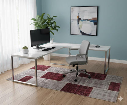 Handmade Wool Patchwork Rug: Bohemian Turkish Area Rug (3.9x6.9 ft)