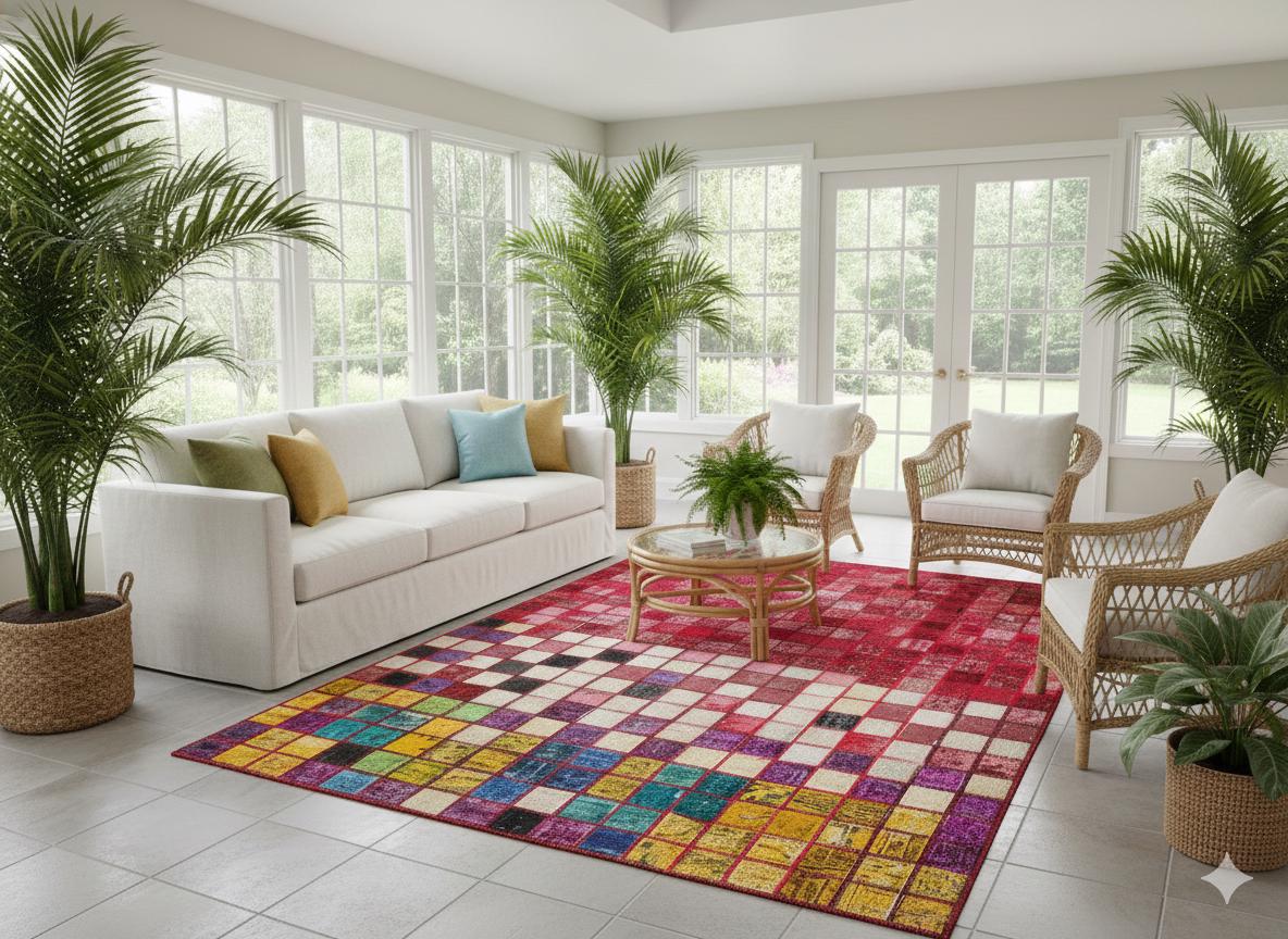 5.6x8, Handmade Wool Turkish Patchwork Rug – Vintage, Bohemian, One-of-a-Kind Area Rug