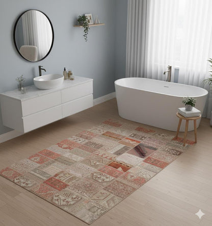 6.6x9.8, Handmade Wool Turkish Patchwork Rug – Vintage, Bohemian, One-of-a-Kind Area Rug