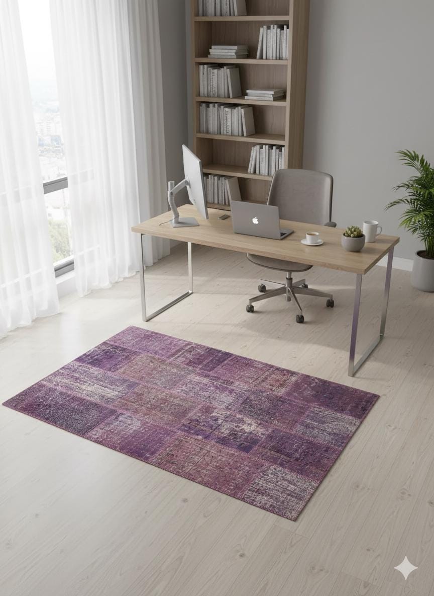 5.6x8, Handmade Wool Turkish Patchwork Rug – Vintage, Bohemian, One-of-a-Kind Area Rug