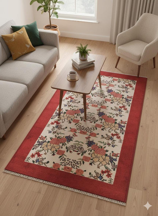Vintage Turkish Wool Rug (3.8x6.9 ft): Handmade Anatolian Persian Design