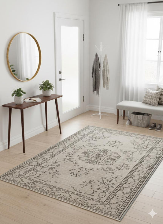 Vintage Turkish Wool Rug (6.4x9.4 ft): Handmade Anatolian Persian Design