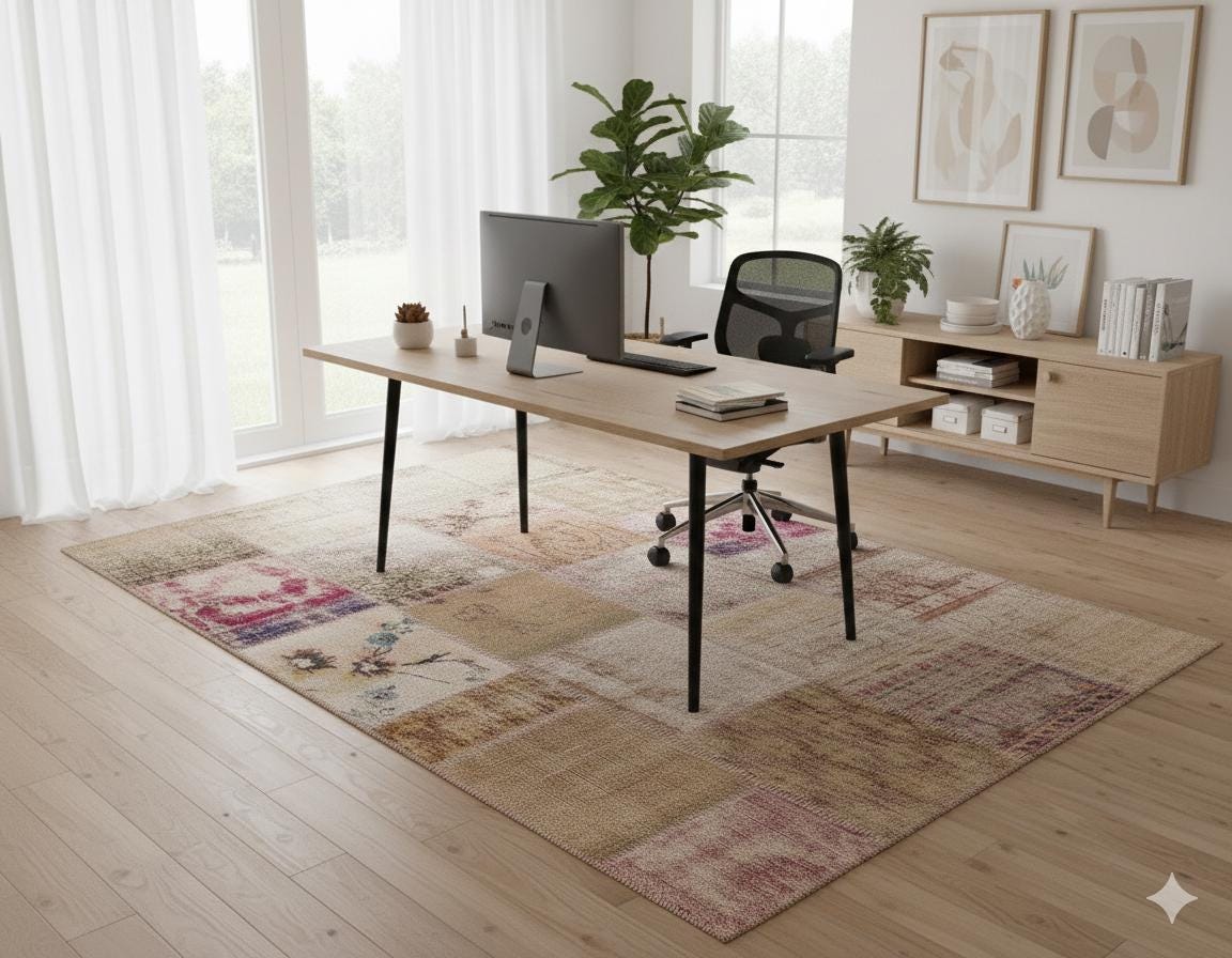 5x8 Handmade Wool Turkish Patchwork Rug: Vintage Bohemian Area Rug