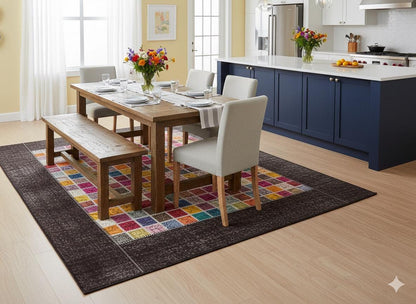 5'x8' Handmade Wool Patchwork Turkish Rug: Bohemian Area Rug
