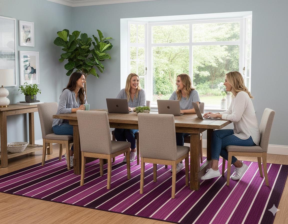 Hand Woven Turkish Kilim Rug: Purple Stripe, Bohemian Style