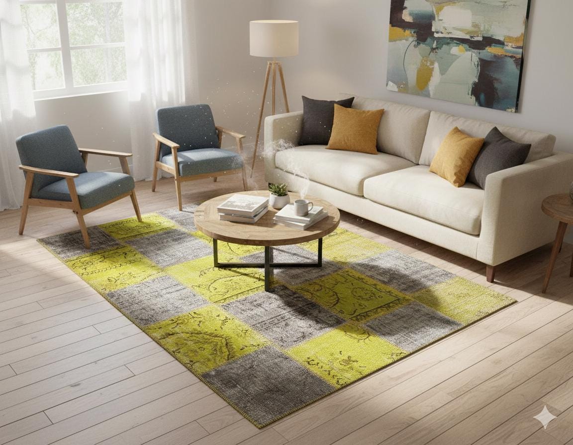Handmade Wool Patchwork Turkish Rug - 5.4x7.9 ft