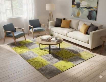 Handmade Wool Patchwork Turkish Rug - 5.4x7.9 ft
