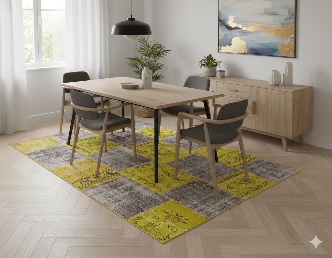 Handmade Wool Patchwork Turkish Rug - 5.4x7.9 ft