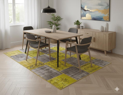 Handmade Wool Patchwork Turkish Rug - 5.4x7.9 ft