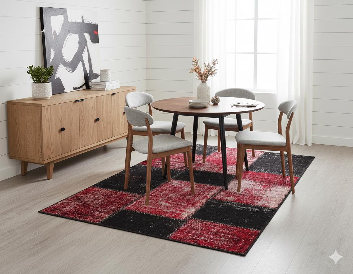 Handmade Wool Patchwork Turkish Rug: Bohemian Area Rug (3.9x5.9 ft)