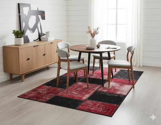 Handmade Wool Patchwork Turkish Rug: Bohemian Area Rug (3.9x5.9 ft)