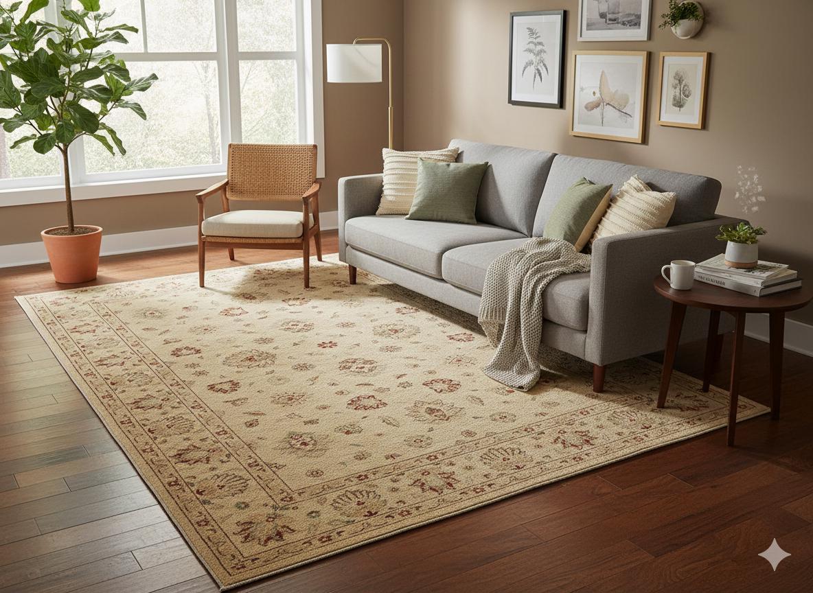 Vintage Turkish Wool Rug: Handmade Oriental Design (5.61 ft x 7.87 ft)