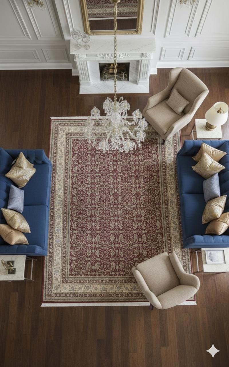 Red Afghan Area Rug – Silk-Feel Viscose Oriental Carpet