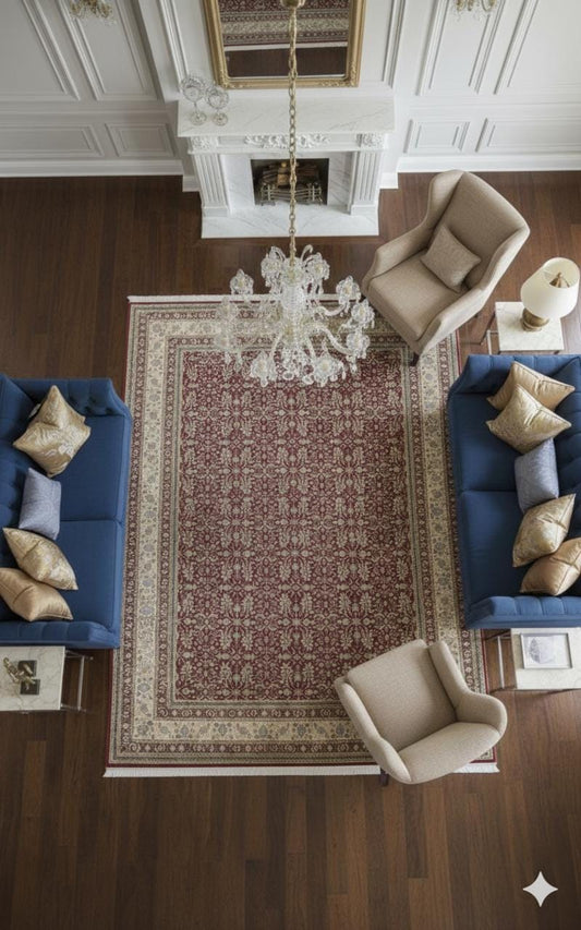 Red Afghan Area Rug – Silk-Feel Viscose Oriental Carpet
