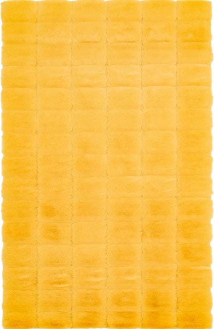 Soft Yellow Faux Rabbit Fur Rug: Non-Slip Fluffy Accent Carpet