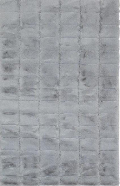 Silver Faux Rabbit Fur Rug: Soft Plush Shag Rug