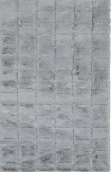 Silver Faux Rabbit Fur Rug: Soft Plush Shag Rug
