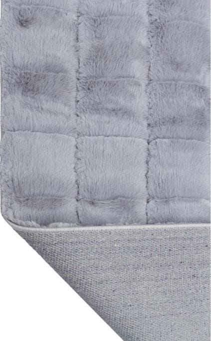 Silver Faux Rabbit Fur Rug: Soft Plush Shag Rug