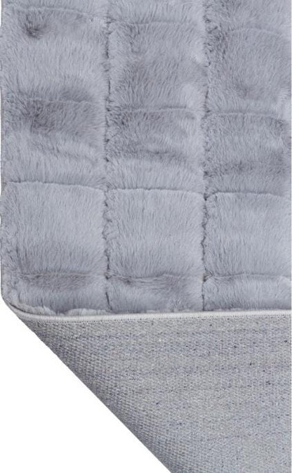 Silver Faux Rabbit Fur Rug: Soft Plush Shag Rug