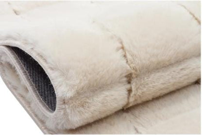 Beige Faux Rabbit Fur Rug: Soft Plush Carpet