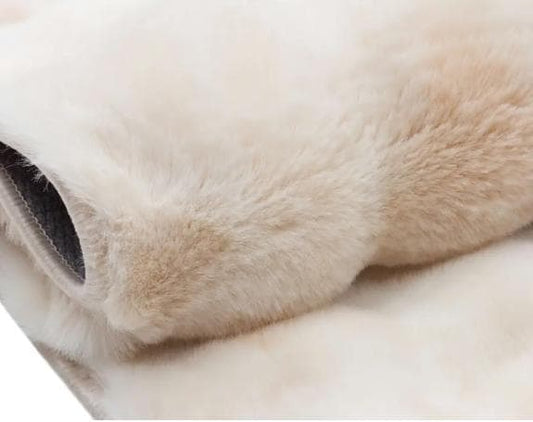 Artificial Rabbit Fur Rug: Soft Plush Beige Carpet