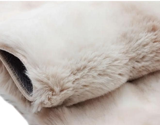 Artificial Rabbit Fur Rug: Soft Plush Beige Carpet