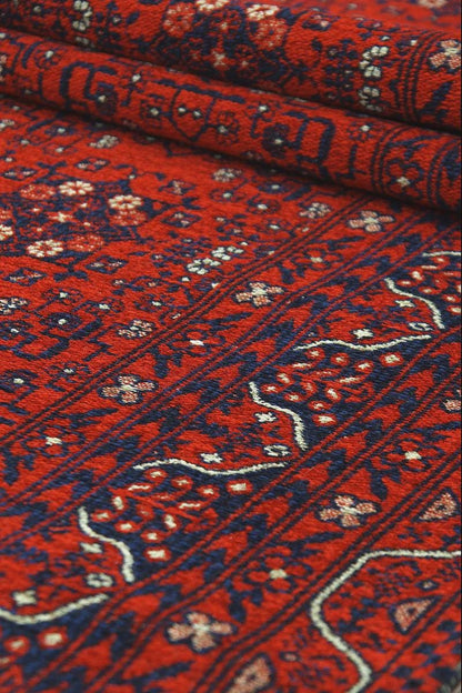 Red & Blue Washable oriental Afghan Rug: Vintage Farmhouse Style