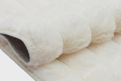 Cream Soft Fur Rug: Soft Washable Plush Carpet