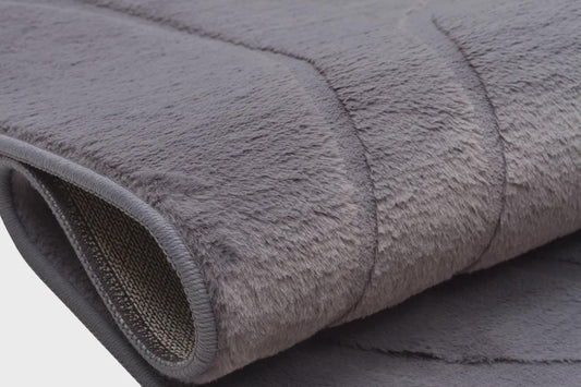 Gray Soft Fur Rug: Soft Washable Plush Carpet