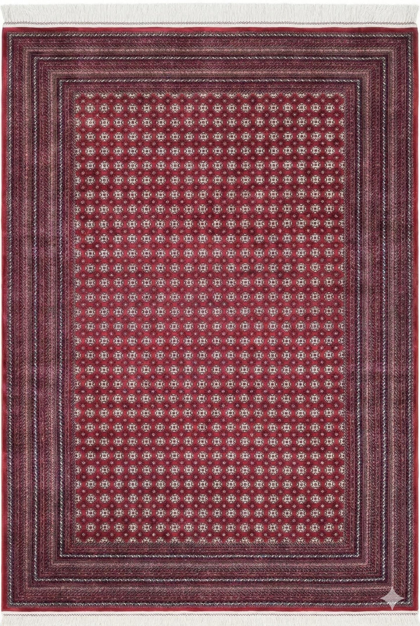 Red Afghan Area Rug – Silk-Feel Viscose Oriental Carpet