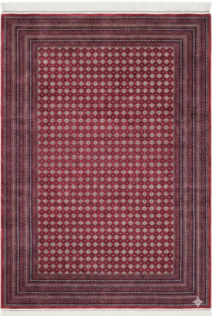 Red Afghan Area Rug – Silk-Feel Viscose Oriental Carpet