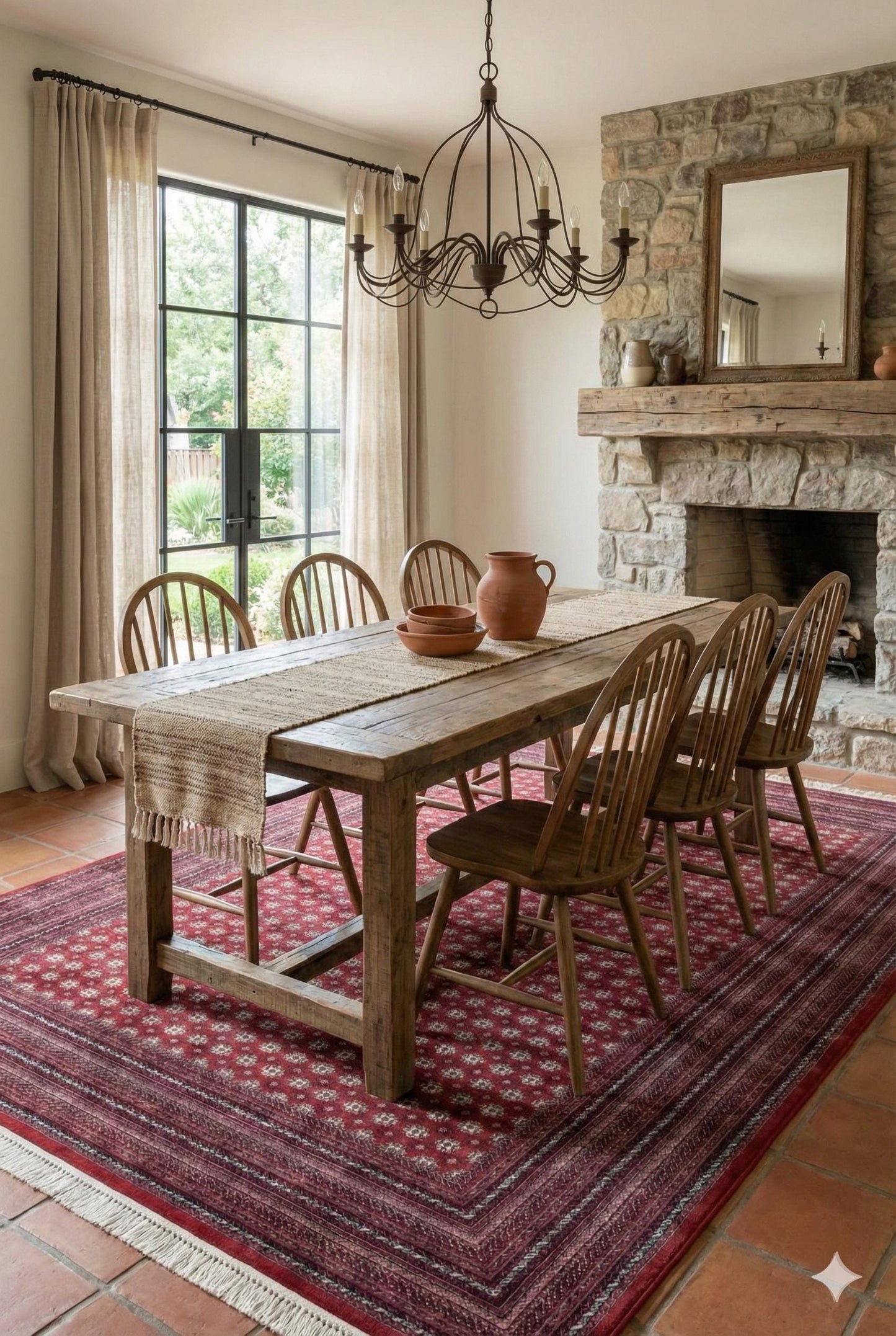 Red Afghan Area Rug – Silk-Feel Viscose Oriental Carpet