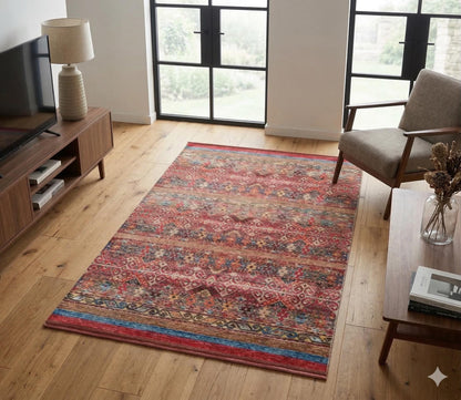 Red Turkish Style Area Rug: Red Vintage washable carpet