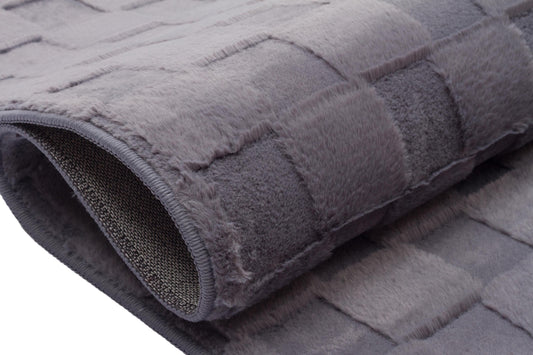 Gray Soft Fur Rug: Soft Washable Plush Carpet